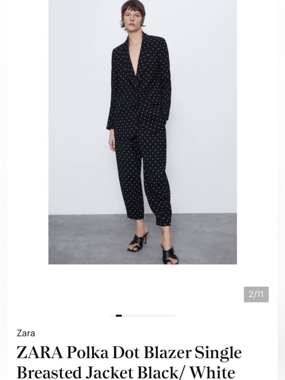 Zara Modern Cut Oversized Blazer Polka Dot Bloggers M